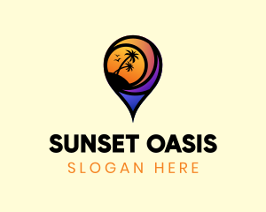 Tropical Island Location PIn logo design