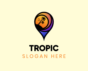 Tropical Island Location PIn logo design