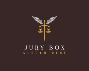 Jury - Justice Scale Sword logo design