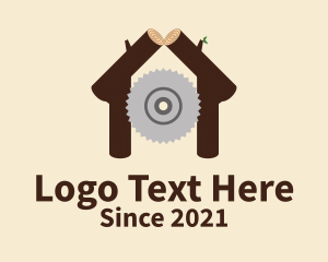 Woodcutter - Log Cabin Circular Saw logo design