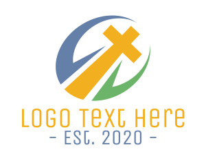 Jesus - Colorful Cross Badge logo design