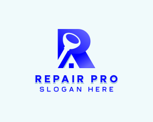 Plunger Plumbing Letter R logo design