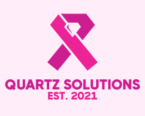 Quartz - Pink Diamond Ribbon logo design