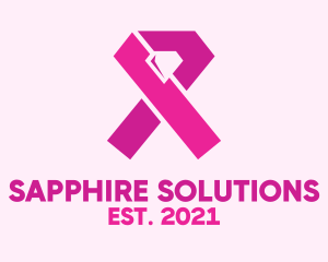 Sapphire - Pink Diamond Ribbon logo design