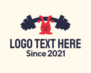 Pink Flame - Bunny Fitness Weightlifting logo design