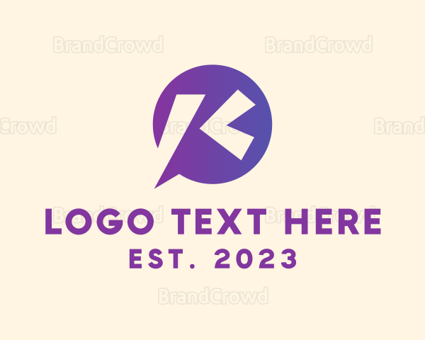 Chat Bubble Letter K Logo