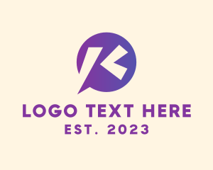 Mobile Application - Chat Bubble Letter K logo design