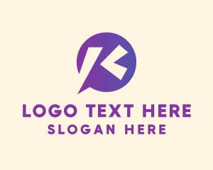Chat Bubble Letter K  Logo