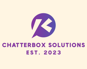 Talking - Chat Bubble Letter K logo design