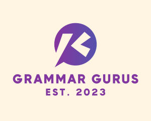 Grammar - Chat Bubble Letter K logo design