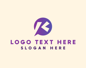 Exclamation - Chat Bubble Letter K logo design