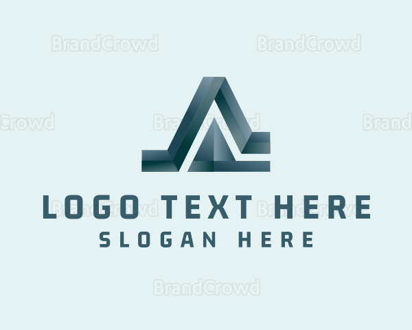 3D Metallic Letter A Logo