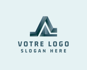Fabrication - 3D Metallic Letter A logo design