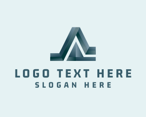 3d - 3D Metallic Letter A logo design