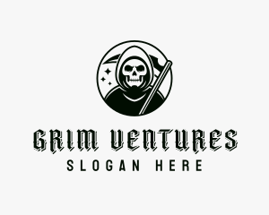 Grim Reaper Scythe logo design