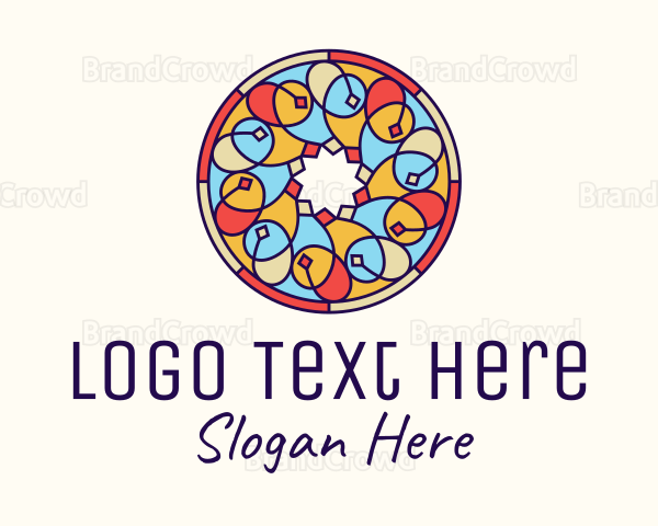 Festive Round Stained Glass Logo