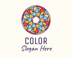 Festive Round Stained Glass Logo