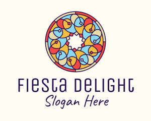 Fiesta - Festive Round Stained Glass logo design