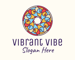 Festive Round Stained Glass logo design