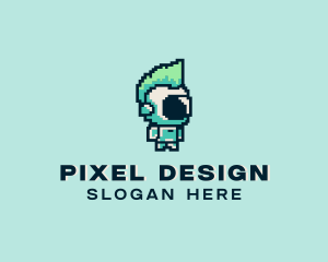 Futuristic Pixel Robot logo design