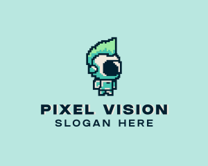 Futuristic Pixel Robot logo design