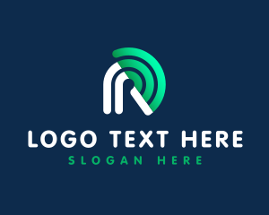 Wireless - Letter R Internet Signal logo design