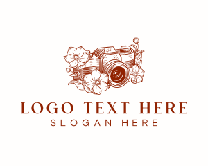 Aesthetic - Floral Camera Photography logo design