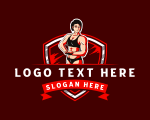 Muscular - Strong Woman Trainer logo design