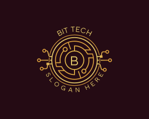 Tech Cryptocurrency Circuitry logo design