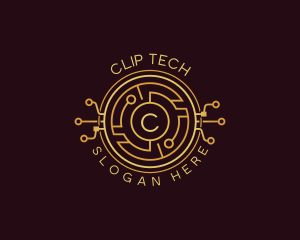 Tech Cryptocurrency Circuitry logo design