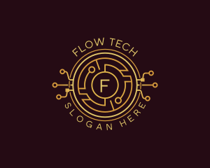 Tech Cryptocurrency Circuitry logo design