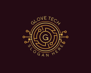 Tech Cryptocurrency Circuitry logo design