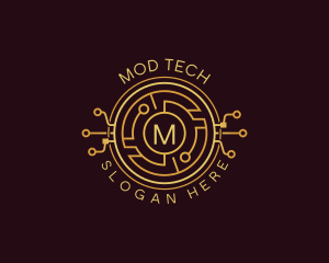 Tech Cryptocurrency Circuitry logo design