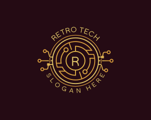 Tech Cryptocurrency Circuitry logo design