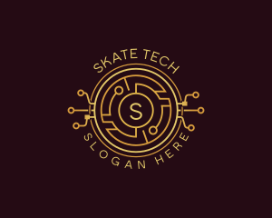 Tech Cryptocurrency Circuitry logo design