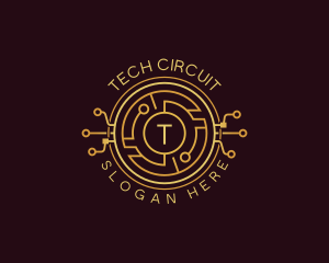 Tech Cryptocurrency Circuitry logo design