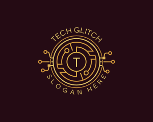 Tech Cryptocurrency Circuitry logo design