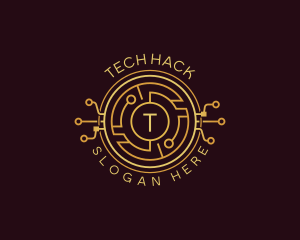 Tech Cryptocurrency Circuitry logo design