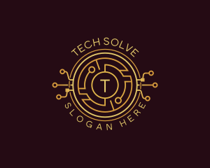 Tech Cryptocurrency Circuitry logo design