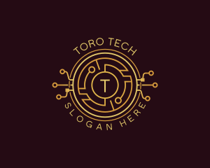 Tech Cryptocurrency Circuitry logo design