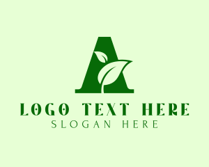 Sustainable - Natural Leaf Letter A logo design