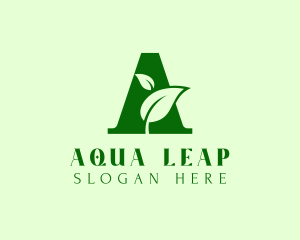 Natural Leaf Letter A logo design