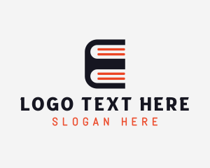 Leaning Center - Book Library Letter E logo design