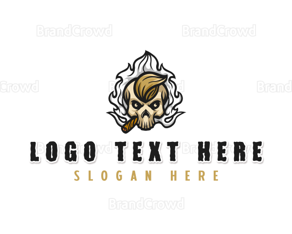 Smoking Cigar Skull Logo