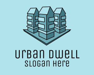 Blue Apartment Buildings  logo design