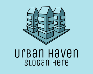 Blue Apartment Buildings  logo design