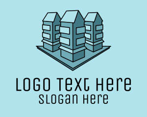 Urban Planning - Blue Apartment Buildings logo design