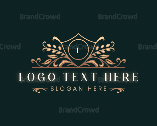 Elegant Shield Floral Leaf Logo