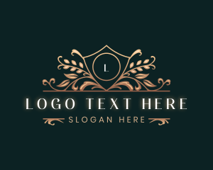 Boutique - Elegant Shield Floral Leaf logo design