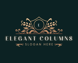 Elegant Shield Floral Leaf logo design